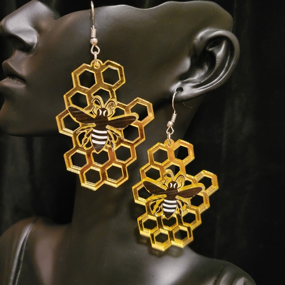 2/$20 Resin Bee & Honeycomb Earrings - Picture 4 of 4